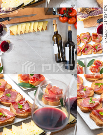 Spanish appetizers collage. Spanish appetizers collage. 114054876
