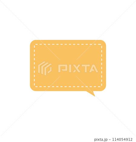 シンプルな黄色長方形吹き出し_二重線_内側破線_右向き単品 シンプルな黄色長方形吹き出し_二重線_内側破線_右向き単品 114054912