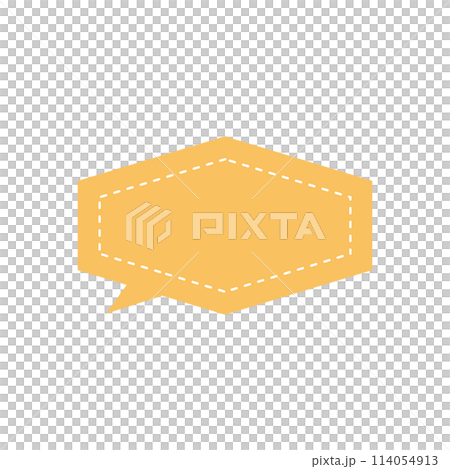 簡約黃色橫六角形語音氣泡_雙線_內虛線_左向單項 簡約黃色橫六角形語音氣泡_雙線_內虛線_左向單項 114054913