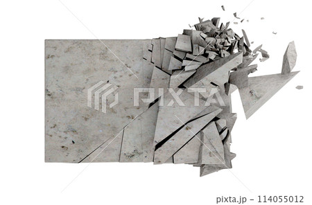 Broken shape and stone or cement block. 114055012