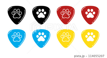 dog paw vector guitar pick footprint icon logo base ukulele cat kitten pet puppy doodle cartoon character illustration symbol design clip art 114055207