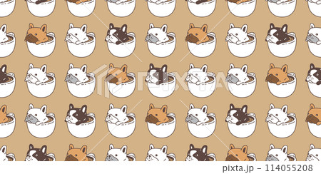 dog seamless pattern french bulldog coffee cup puppy vector hot tea pet cartoon doodle tile background gift wrapping paper repeat wallpaper scarf isolated illustration design dog seamless pattern french bulldog coffee cup puppy vector hot tea pet cartoon doodle tile background gift wrapping paper repeat wallpaper scarf isolated illustration design 114055208