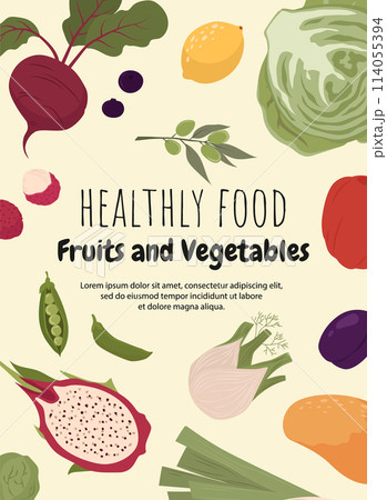 Healthy food poster in flat style 114055394
