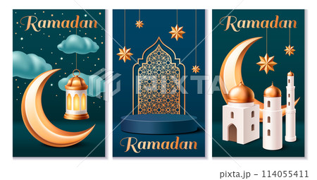 Ramadan cards in realistic style 114055411