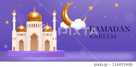 Ramadan Kareen banner in realistic style 114055486