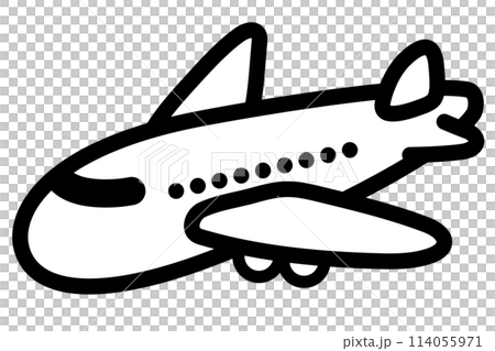 Simple black and white airplane illustration Simple black and white airplane illustration 114055971