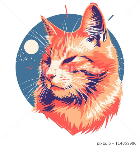 Vector illustration of a cat head. Design element for t-shirt. 114055986