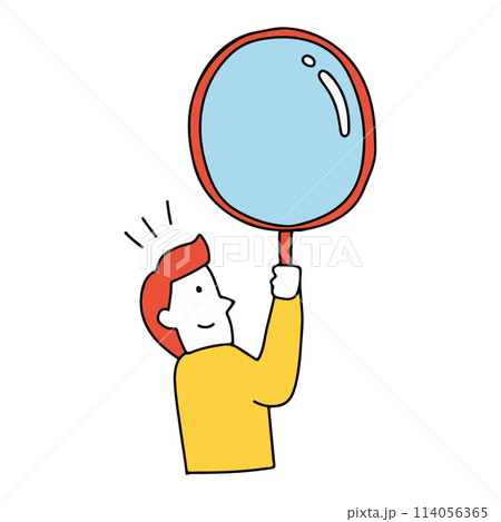 ルーペを持った男性のイラスト 114056365