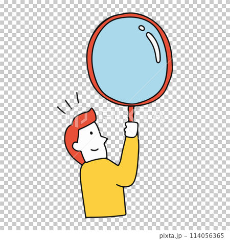 ルーペを持った男性のイラスト 114056365