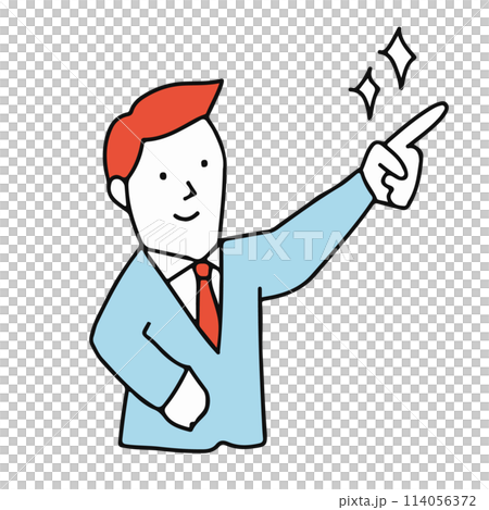 ポイント　上を指さす男性のイラスト 114056372