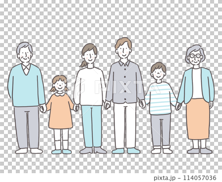 Illustration of standing next to grandparents Illustration of standing next to grandparents 114057036
