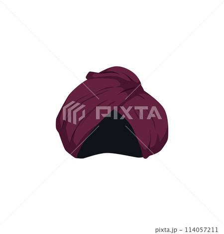 Burgundy turban sophisticated headwear vector illustration Burgundy turban sophisticated headwear vector illustration 114057211