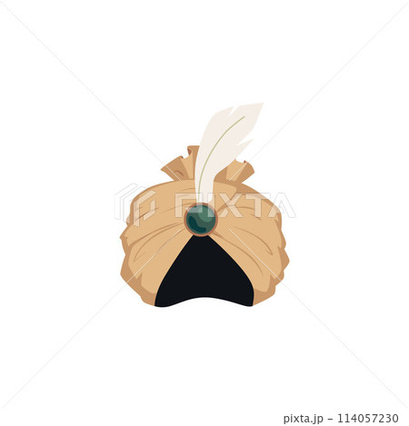 Vector turban with brooch and feather on isolated background. 114057230