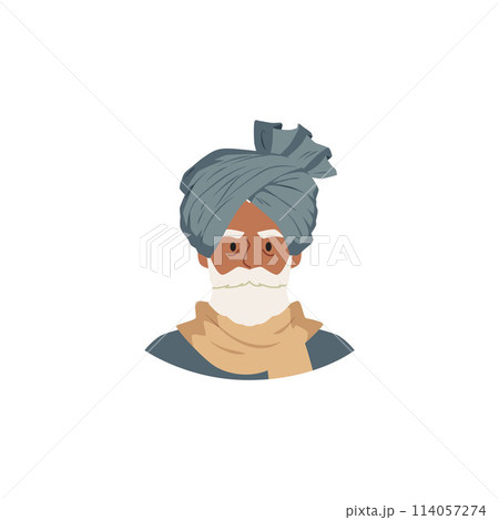 Elderly man wearing a traditional turban on an isolated background. 114057274