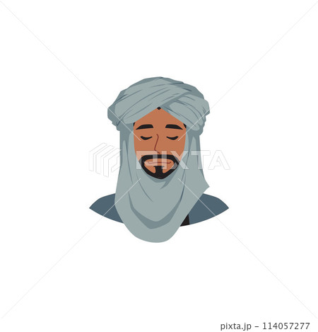 Serene bearded man in blue turban vector illustration 114057277
