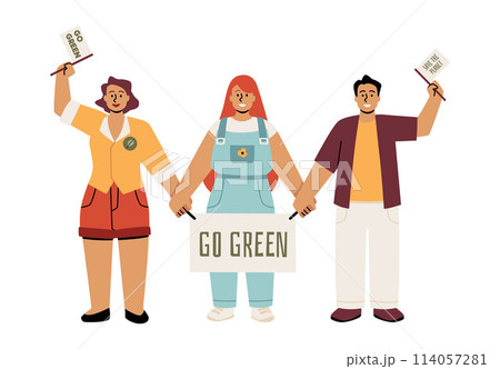 Go Green environmental advocacy vector set 114057281