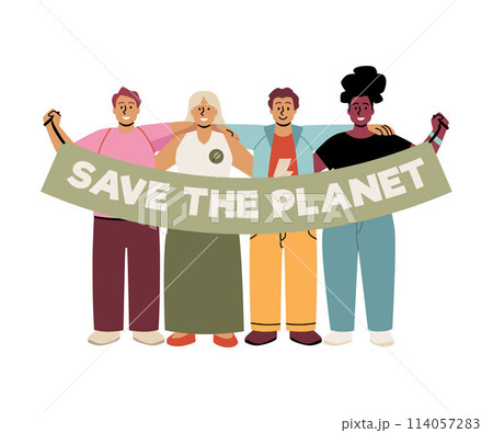Environmental activism human chain vector illustration 114057283