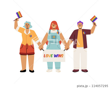 Love Wins banner and Pride flags vector illustration 114057295