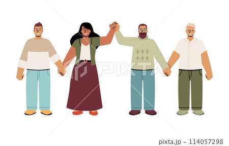 Human chain of unity vector illustration 114057298