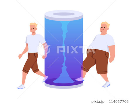 Everyday man teleportation portal vector illustration 114057703
