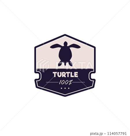 Vector logo icon with a sea turtle in dark colors on an isolated background. 114057791