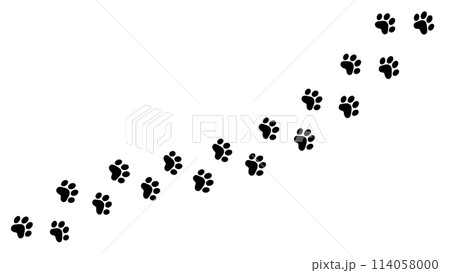 白と黒　犬の足あと　猫の足あと　イラスト｜アイコン 114058000