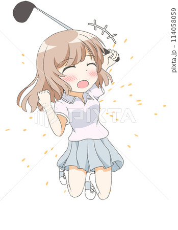 ゴルフをする女の子　喜 114058059