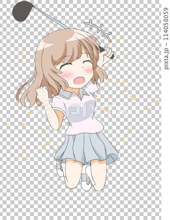 ゴルフをする女の子　喜 114058059
