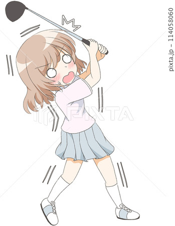 ゴルフをする女の子 114058060