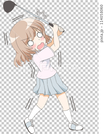 ゴルフをする女の子 114058060