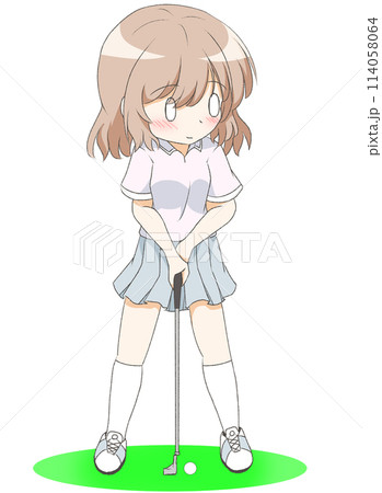 ゴルフをする女の子 114058064