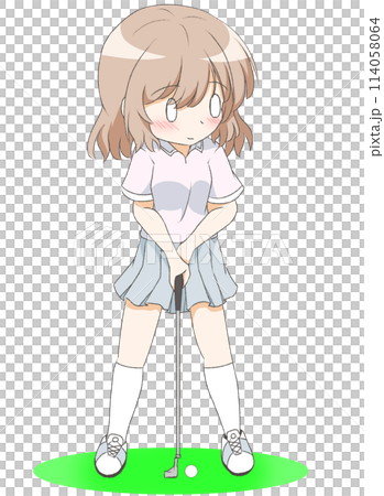 ゴルフをする女の子 114058064