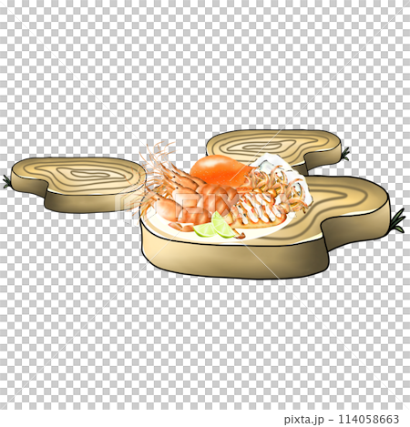 Wooden table for eating in the forest Wooden table for eating in the forest 114058663