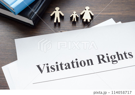Visitation rights documents, books and family figures. 114058717