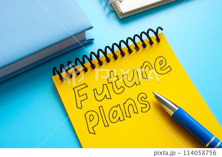 Yellow notepad with handwritten inscription future plans. Yellow notepad with handwritten inscription future plans. 114058756