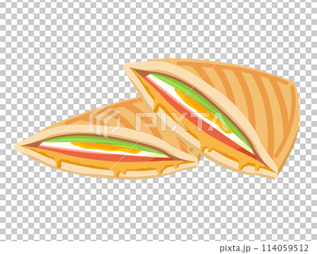 おいしそうなホットサンド（2枚）のイラスト 114059512