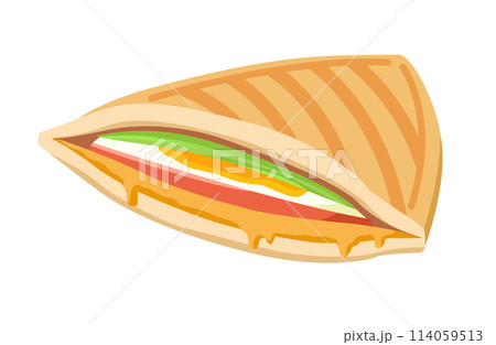 おいしそうなホットサンド(1枚)のイラスト おいしそうなホットサンド(1枚)のイラスト 114059513