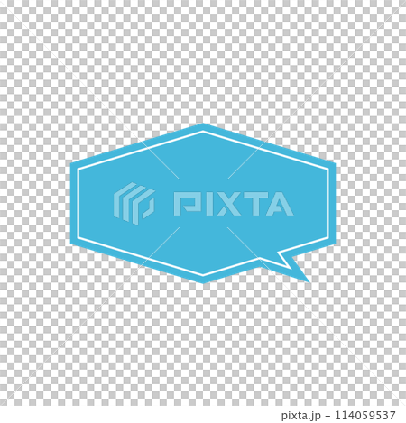 Simple light blue horizontal hexagonal speech bubble_double line_right facing single item Simple light blue horizontal hexagonal speech bubble_double line_right facing single item 114059537