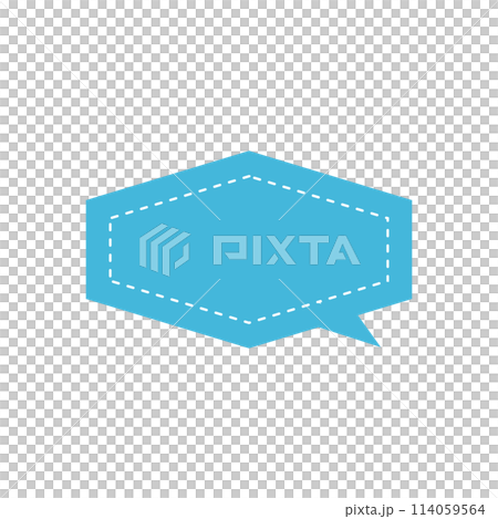 簡約淡藍色橫六角形語音氣泡_雙線_內虛線_右向單項 簡約淡藍色橫六角形語音氣泡_雙線_內虛線_右向單項 114059564