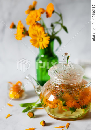 A teapot with calendula. Prevention of diseases. Antivirus. A teapot with calendula. Prevention of diseases. Antivirus. 114060237