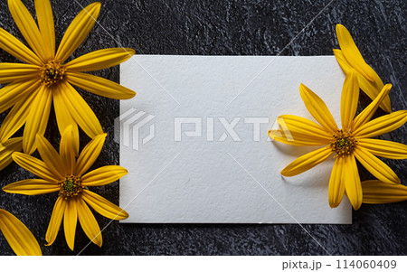 A gift card with yellow flowers for Mother's Day. Space for text. 114060409
