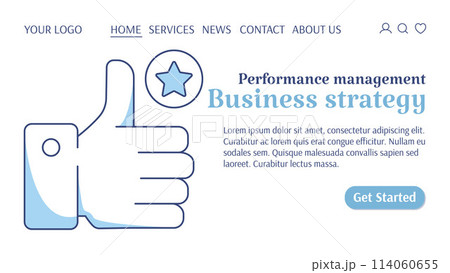 Assessing the quality of work like a business strategy, thumbs up. Performance management, professional development, career growth. Vector template for web, banner, landing page, website, startup. Assessing the quality of work like a business strategy, thumbs up. Performance management, professional development, career growth. Vector template for web, banner, landing page, website, startup. 114060655