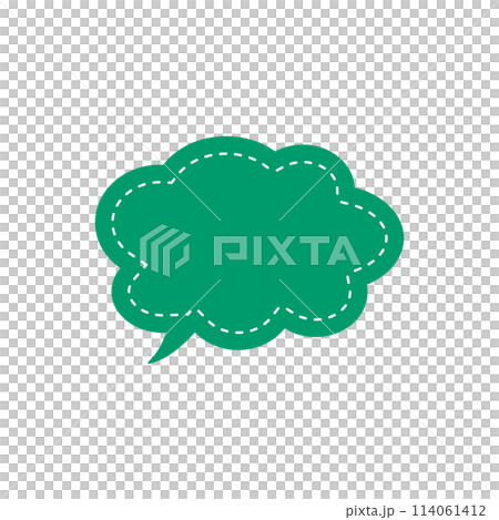 Simple green cloud-shaped speech bubble_double line_inner dashed line_left-facing single item Simple green cloud-shaped speech bubble_double line_inner dashed line_left-facing single item 114061412