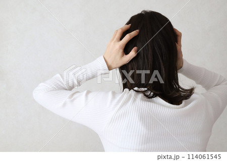 頭を抱える女性 ストレスイメージ 頭を抱える女性 ストレスイメージ 114061545