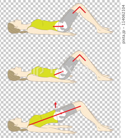 Shoulder bridge, woman in pilates pose 114062104