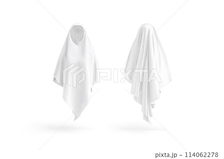 Blank white female khimar mockup, front and back view Blank white female khimar mockup, front and back view 114062278