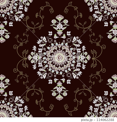 literature embodied in our floral pattern, where delicate blooms in light pink tones gracefully intertwine. Against a backdrop of rich burgundy red, the flowers stand out with unparalleled beauty and  114062288