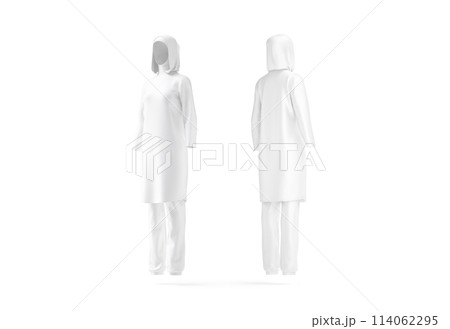 Blank white burkini mockup, back side view Blank white burkini mockup, back side view 114062295