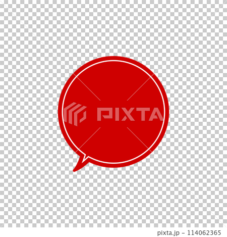 Simple red round speech bubble_double line_left facing single item 114062365