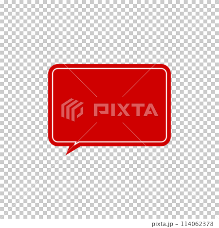 Simple red rectangular speech bubble_double line_left facing single item 114062378